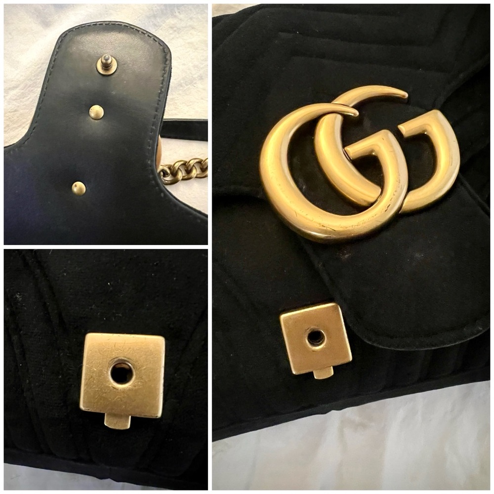 👑✅PRICE FIRM✅ Beautiful Black and Gold Fashion Velour Shoulder Bag - Picture 9 of 17